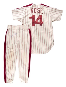 1980 Pete Rose Philadelphia Phillies Game Worn and Signed Full Home Uniform (MEARS A10)